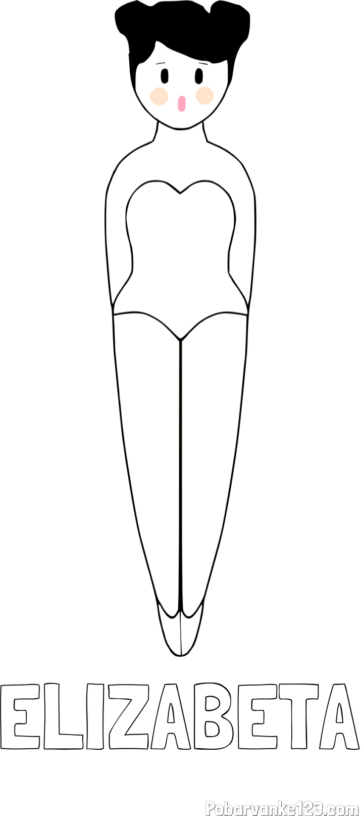 Pobarvanka imena ELIZABETA in enostavna pobarvanka baletke