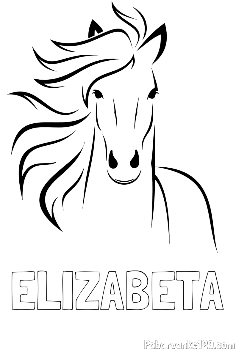 Pobarvanka imena ELIZABETA in lepa pobarvanka konja