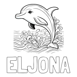 Online izdelana pobarvanka - Pobarvanka imena ELJONA in pobarvanka ljubkega delfina