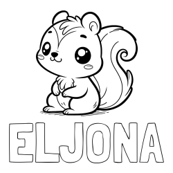 Online izdelana pobarvanka - Pobarvanka imena ELJONA in pobarvanka veverice