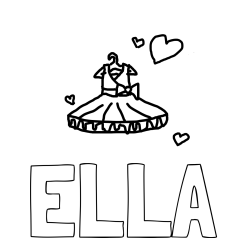 Online izdelana pobarvanka - Pobarvanka imena ELLA in baletna oblekica