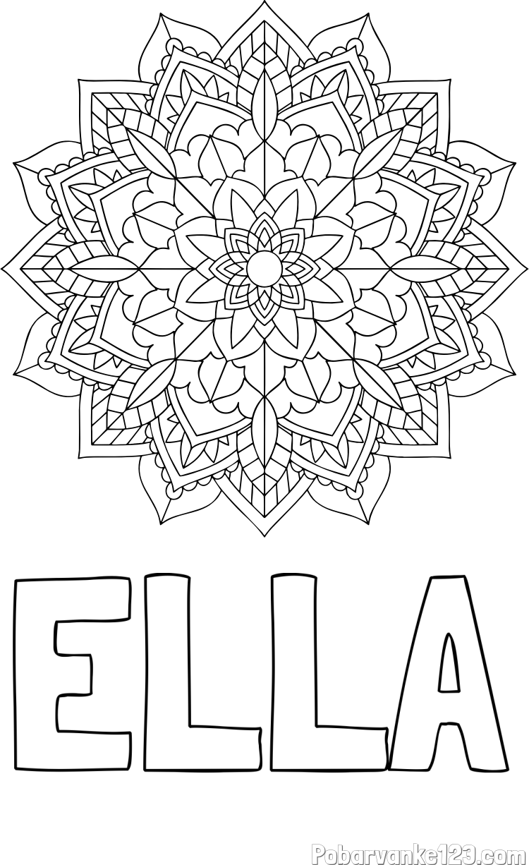 Pobarvanka imena ELLA in Čudovita pobarvanka mendale