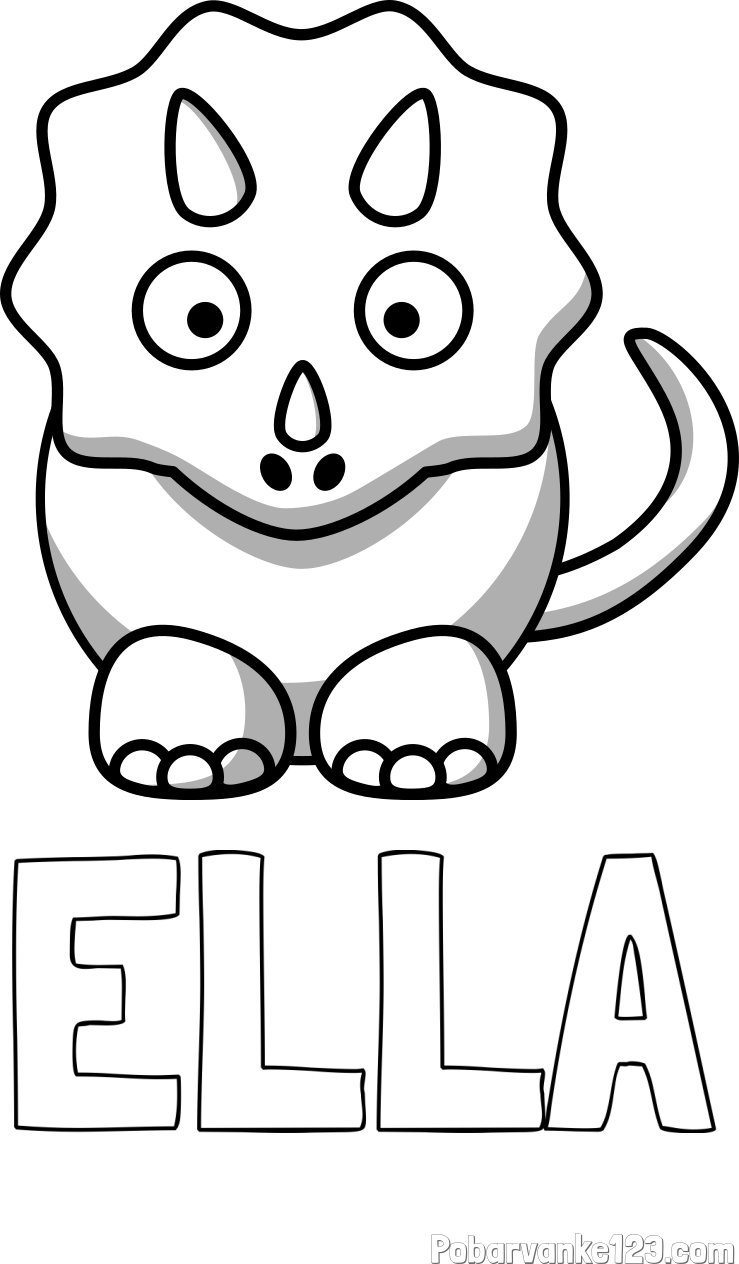 Pobarvanka imena ELLA in pobarvanka dinozavra triceratops