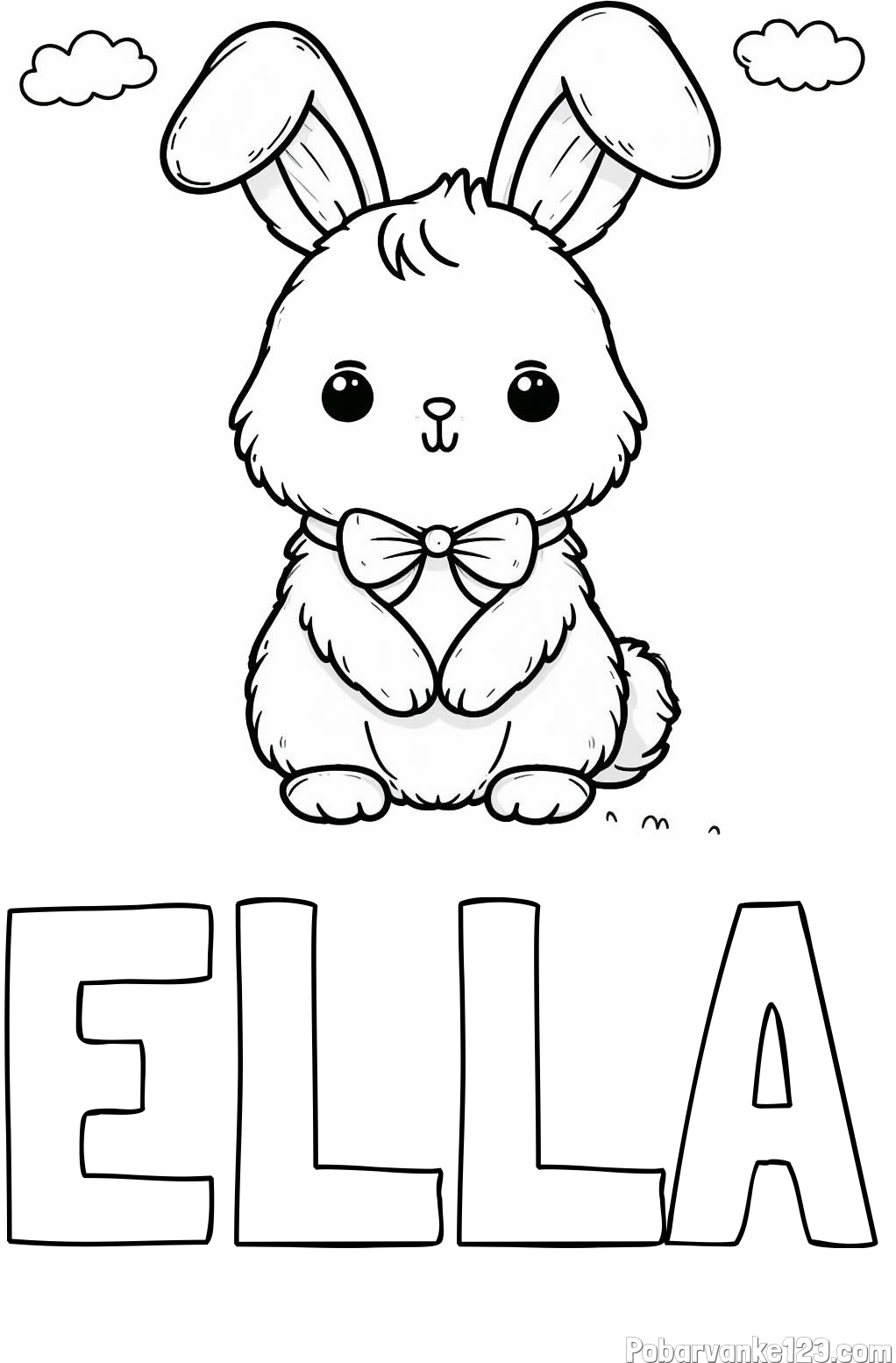 Pobarvanka imena ELLA in pobarvanka prikupnega zajčka