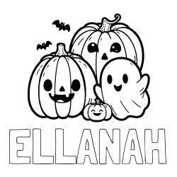 Online izdelana pobarvanka - Pobarvanka imena ELLANAH in pobarvanka duhca in buč za noč čarovnic