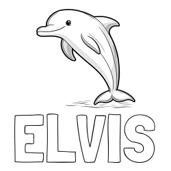 Online izdelana pobarvanka - Pobarvanka imena ELVIS in pobarvanka delfina