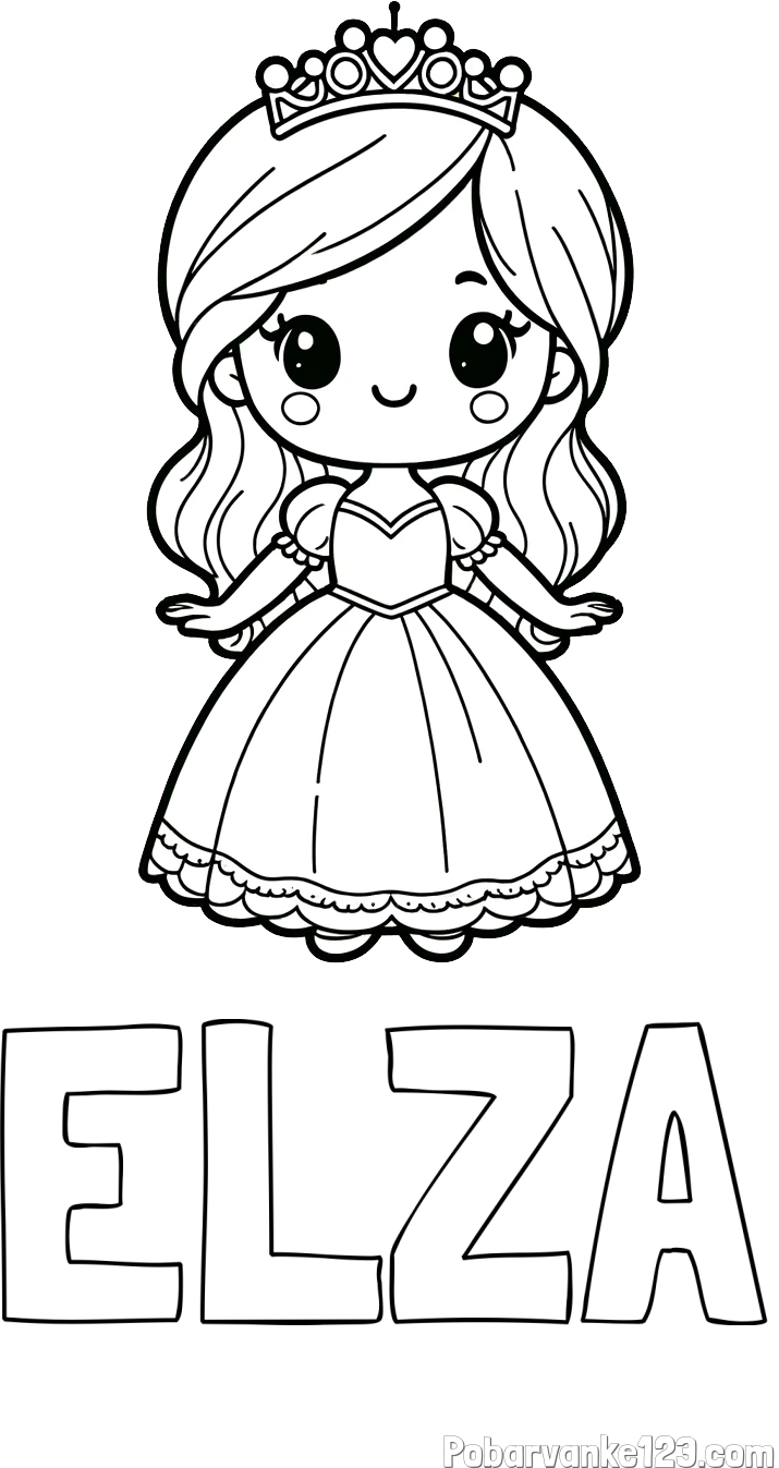 Pobarvanka imena ELZA in pobarvanka ljubke princeske