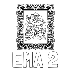 Online izdelana pobarvanka - Pobarvanka imena EMA 2 in pobarvanka  uokvirjene slike vrtnic
