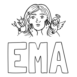 Online izdelana pobarvanka - Pobarvanka imena EMA in pobarvanka angela varuha