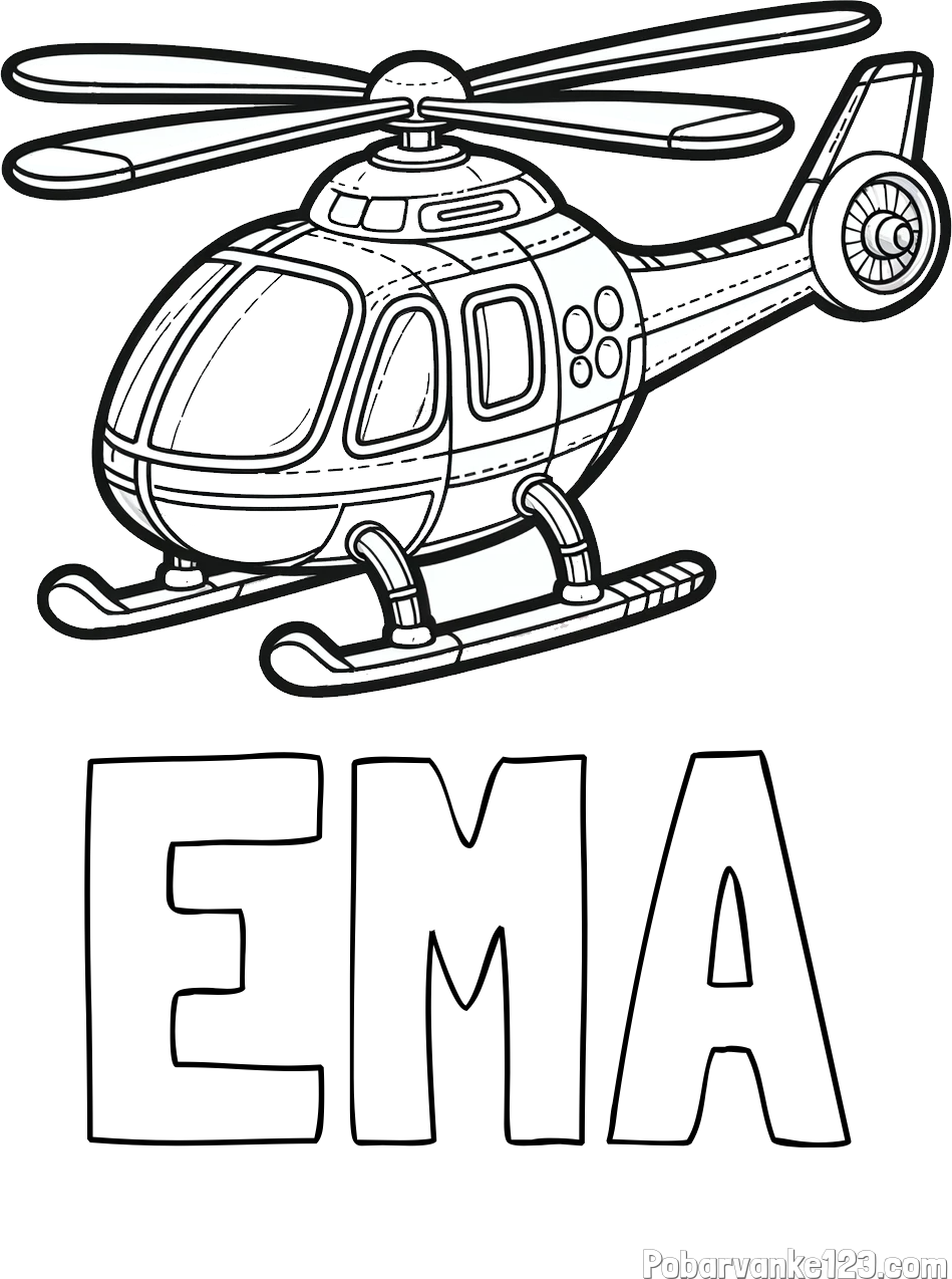 Pobarvanka imena EMA in pobarvanka helikopterja