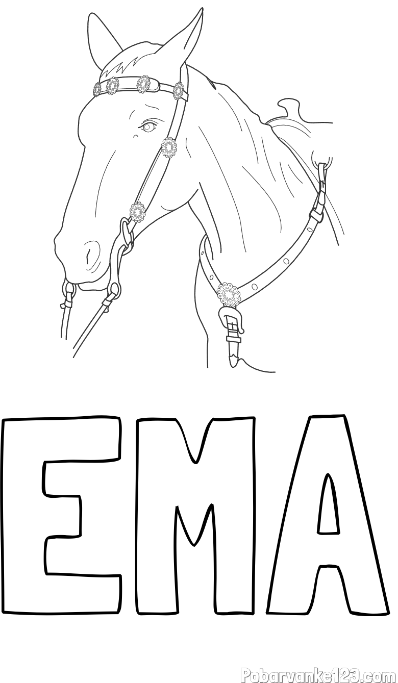 Pobarvanka imena EMA in pobarvanka konjske glave