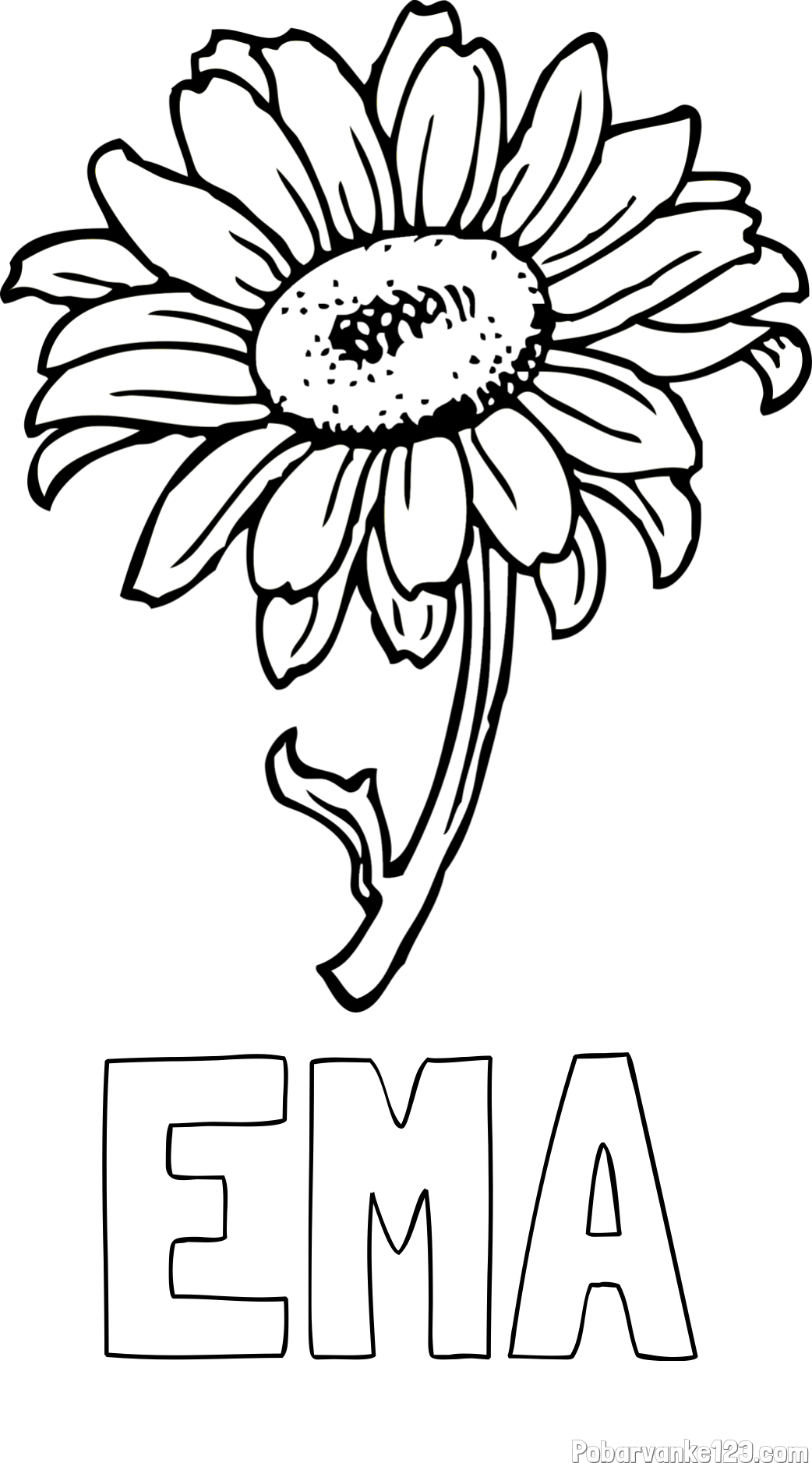 Pobarvanka imena EMA in pobarvanka lepe sončnice