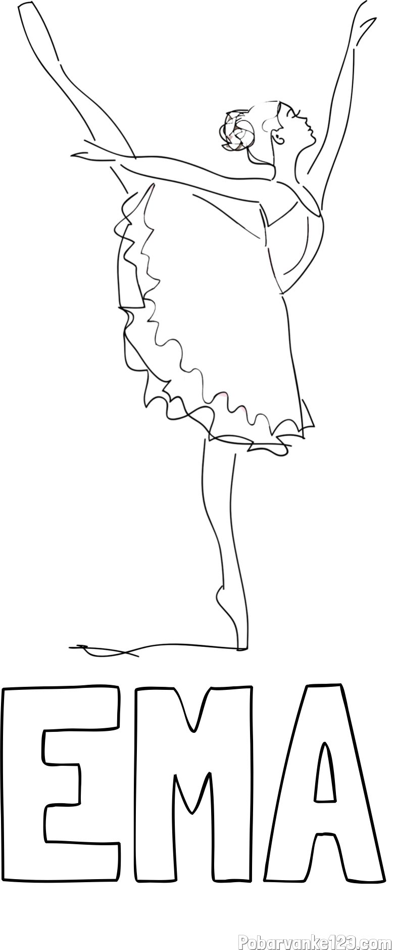 Pobarvanka imena EMA in pobarvanka ljubke baletke