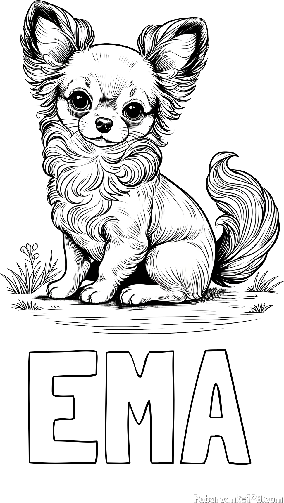 Pobarvanka imena EMA in pobarvanka ljubke čivave