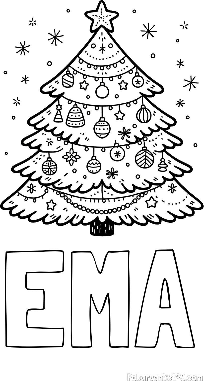Pobarvanka imena EMA in pobarvanka novoletne jelke
