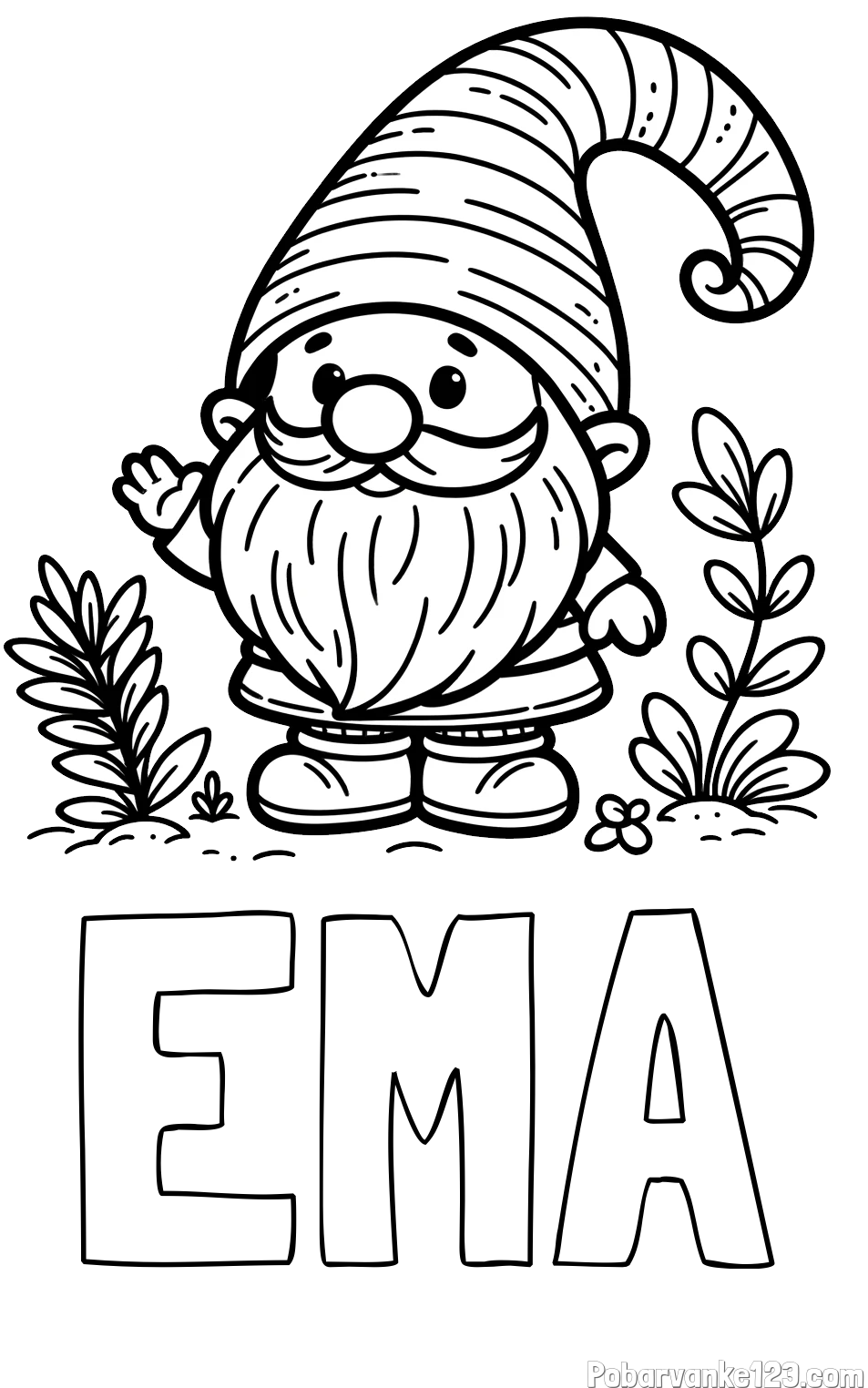 Pobarvanka imena EMA in pobarvanka prijaznega škrata oz. palčka