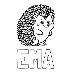 Pobarvanka imena EMA in pobarvanka prisrčnega ježka