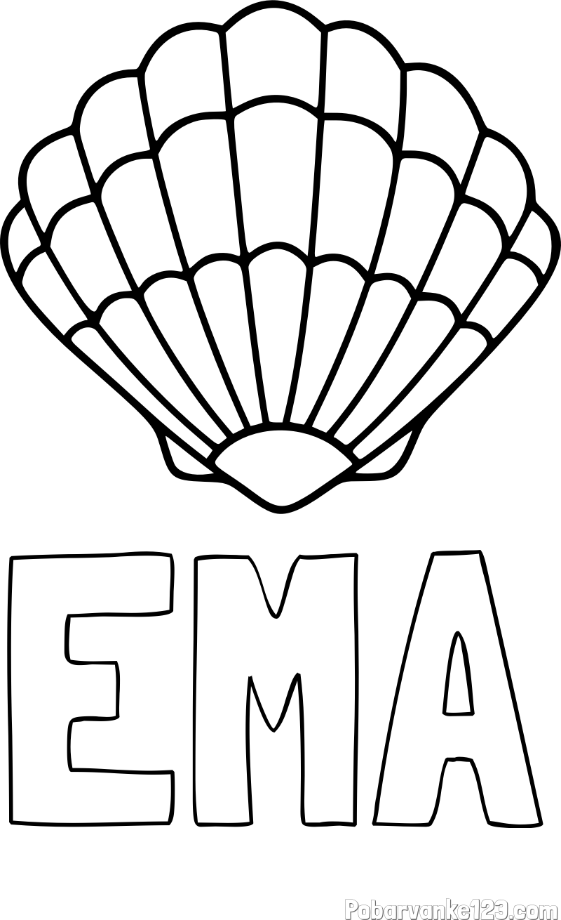 Pobarvanka imena EMA in pobarvanka školjke