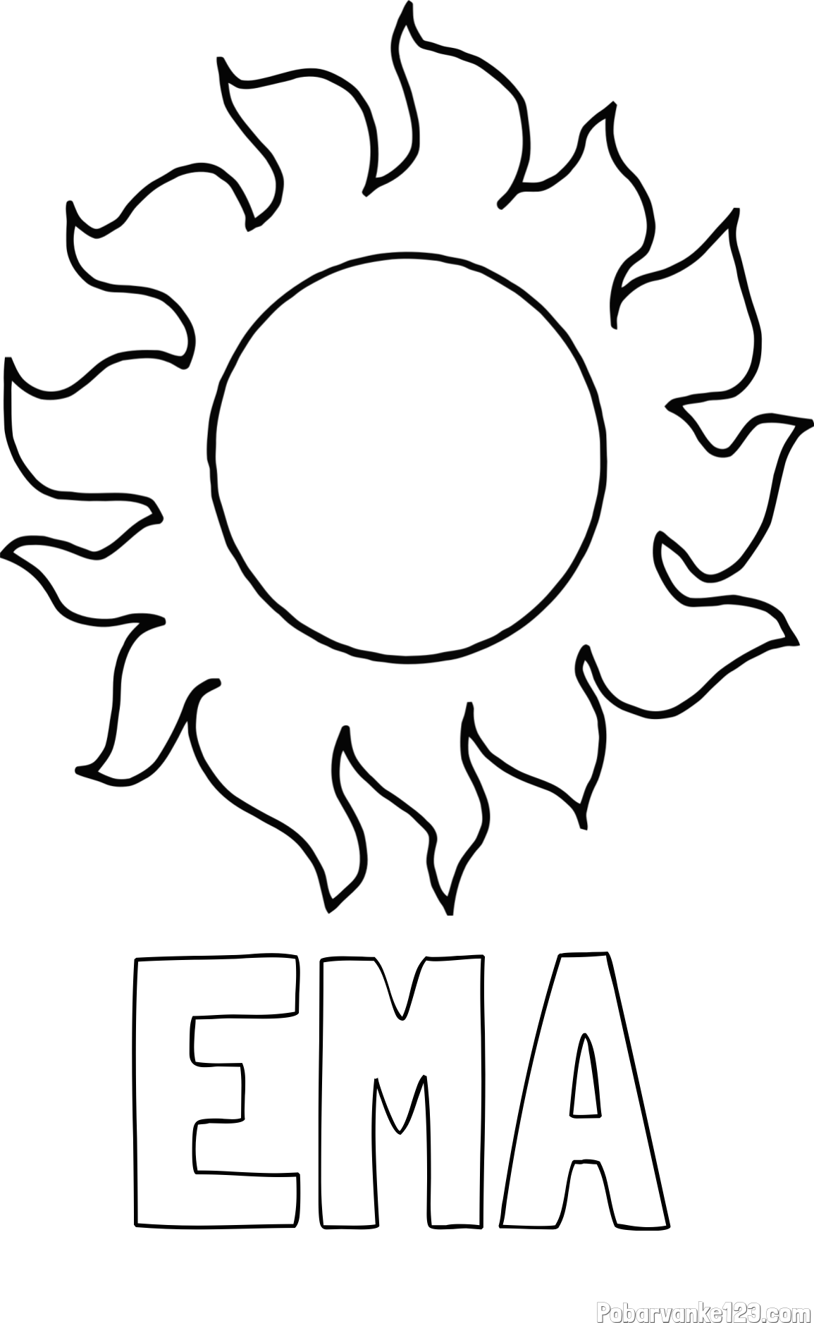 Pobarvanka imena EMA in pobarvanka sonca
