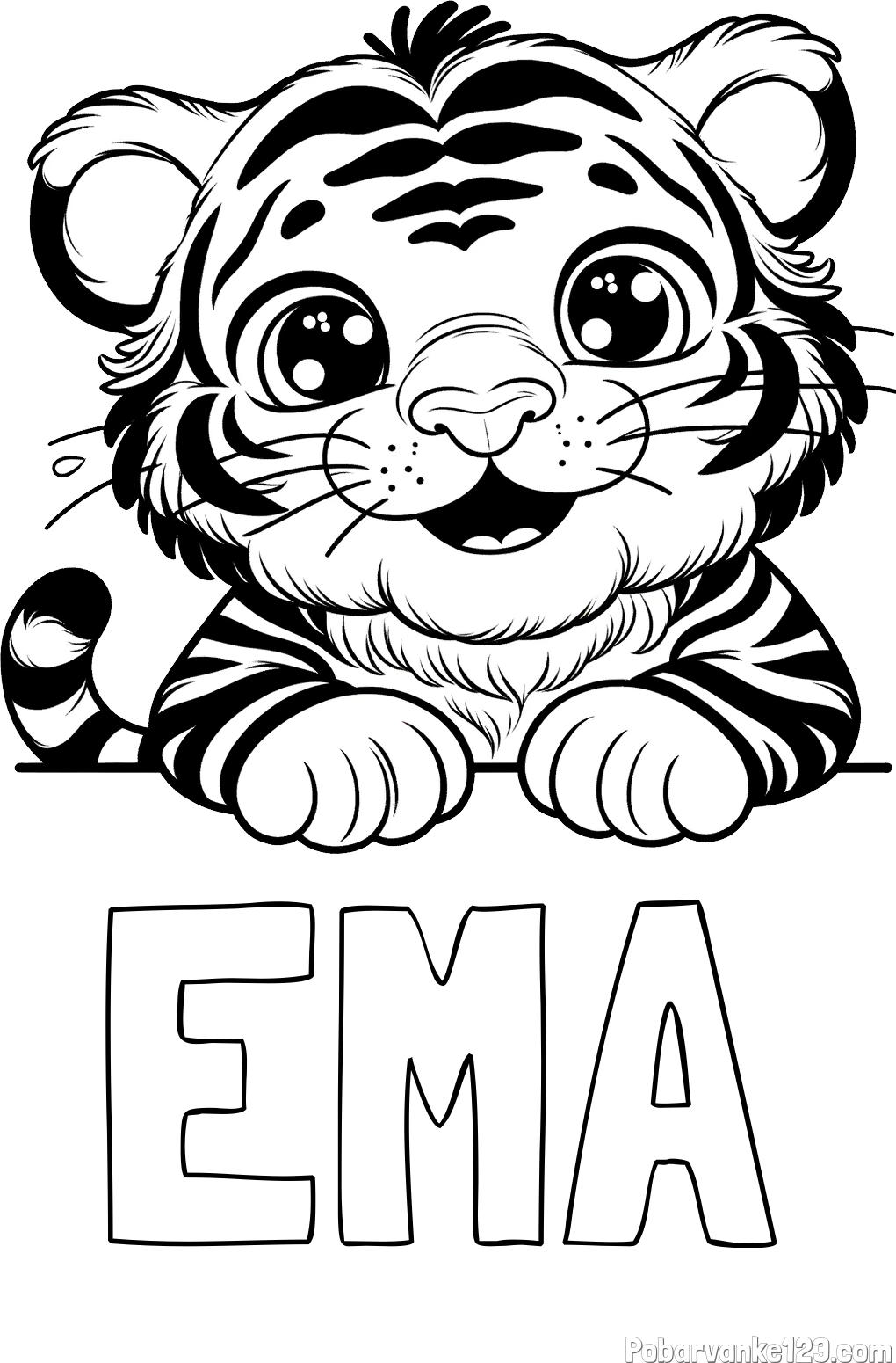 Pobarvanka imena EMA in pobarvanka tigrček