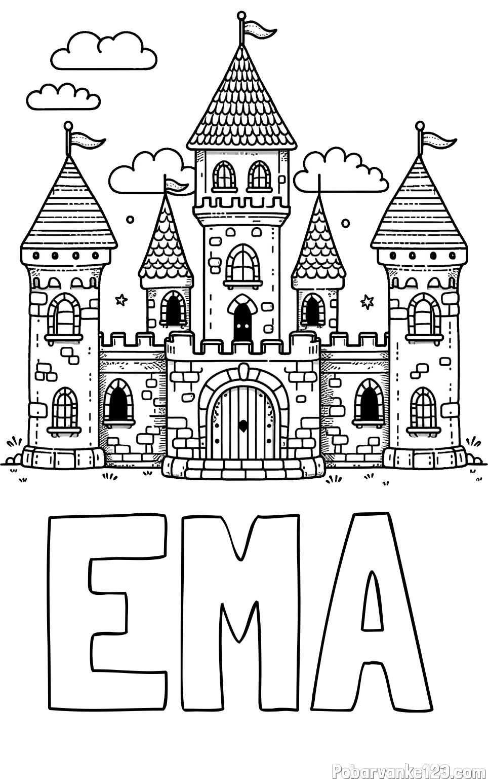 Pobarvanka imena EMA in pobarvnaka velikega gradu