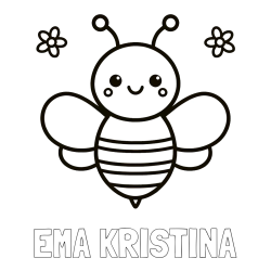 Online izdelana pobarvanka - Pobarvanka imena EMA KRISTINA in otroška pobarvanka čebele