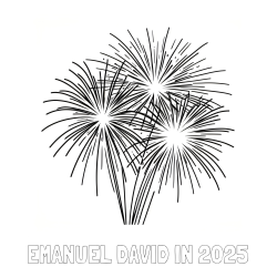 Online izdelana pobarvanka - Pobarvanka imena EMANUEL DAVID IN 2025 in lepa pobarvanka ognjemeta