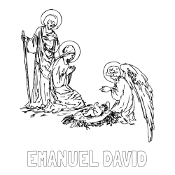 Online izdelana pobarvanka - Pobarvanka imena EMANUEL DAVID in pobarvanka angela in Jezusa