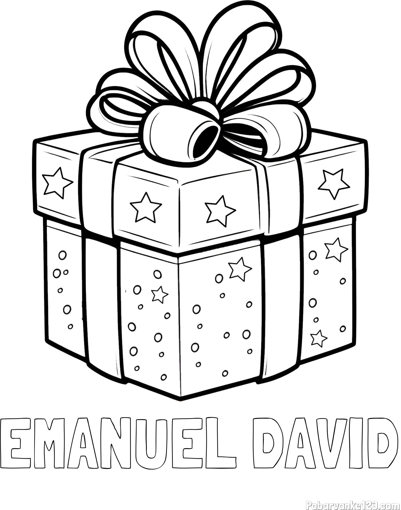 Pobarvanka imena EMANUEL DAVID in pobarvanka božičnega darila