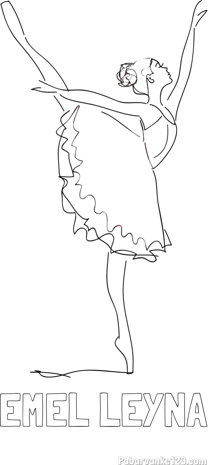 Pobarvanka imena EMEL LEYNA in pobarvanka ljubke baletke