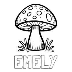 Online izdelana pobarvanka - Pobarvanka imena EMELY in pobarvanka gobe
