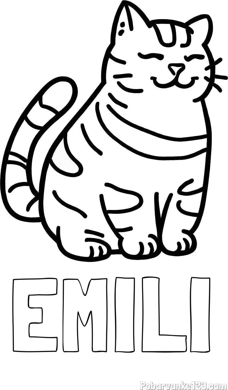 Pobarvanka imena EMILI in pobarvanka debelušne mačke