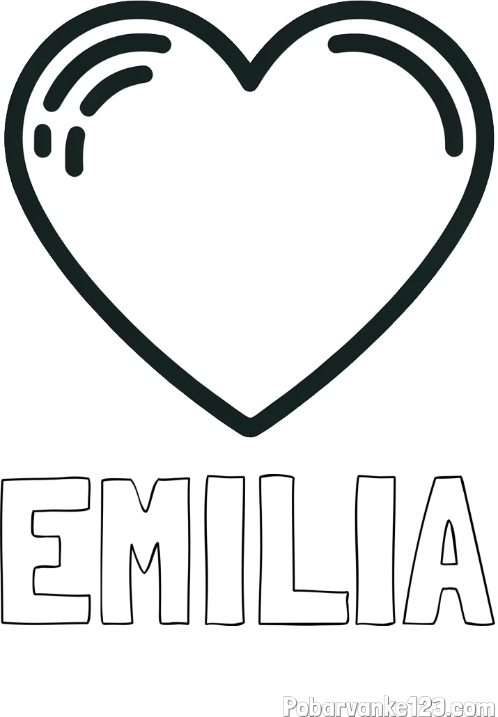 Pobarvanka imena EMILIA in pobarvanka lepega srčka