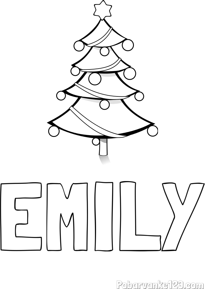 Pobarvanka imena EMILY in božična smreka