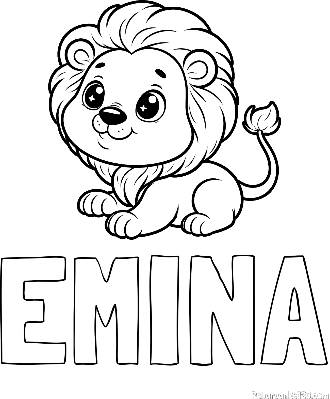 Pobarvanka imena EMINA in pobarvanka igrivega levčka