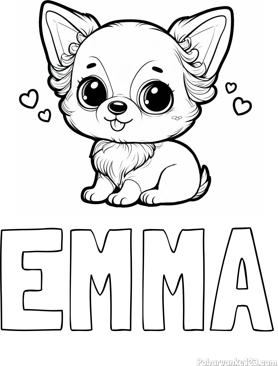 Pobarvanka imena EMMA in pobarvanka čivave