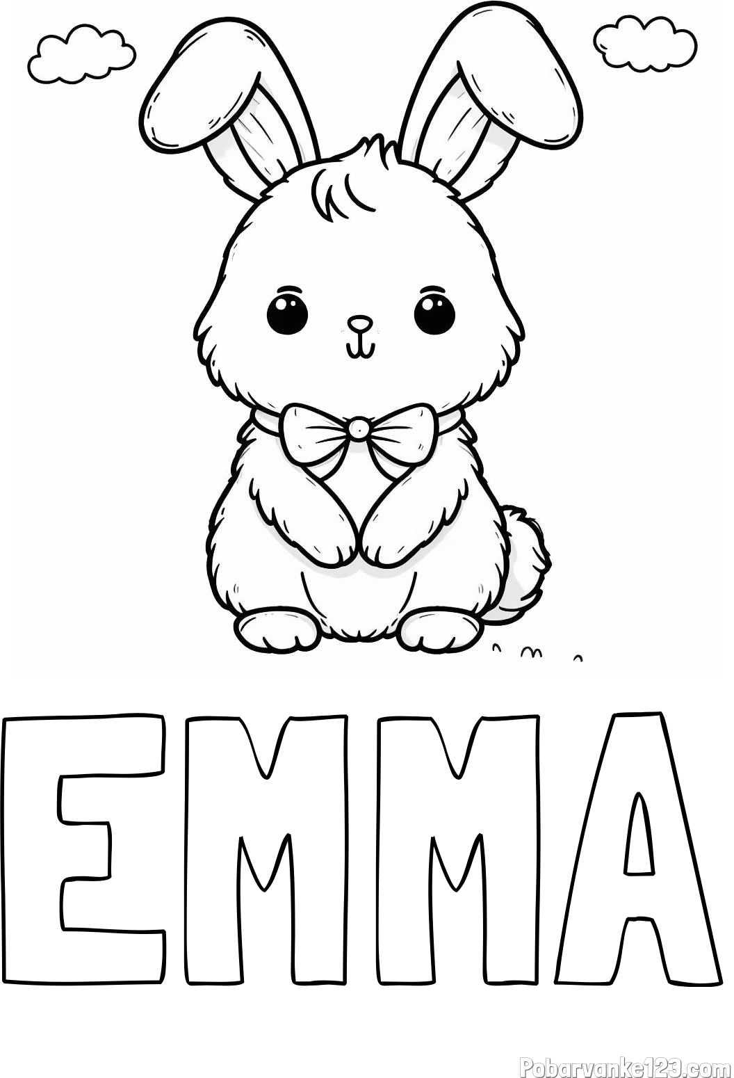 Pobarvanka imena EMMA in pobarvanka prikupnega zajčka