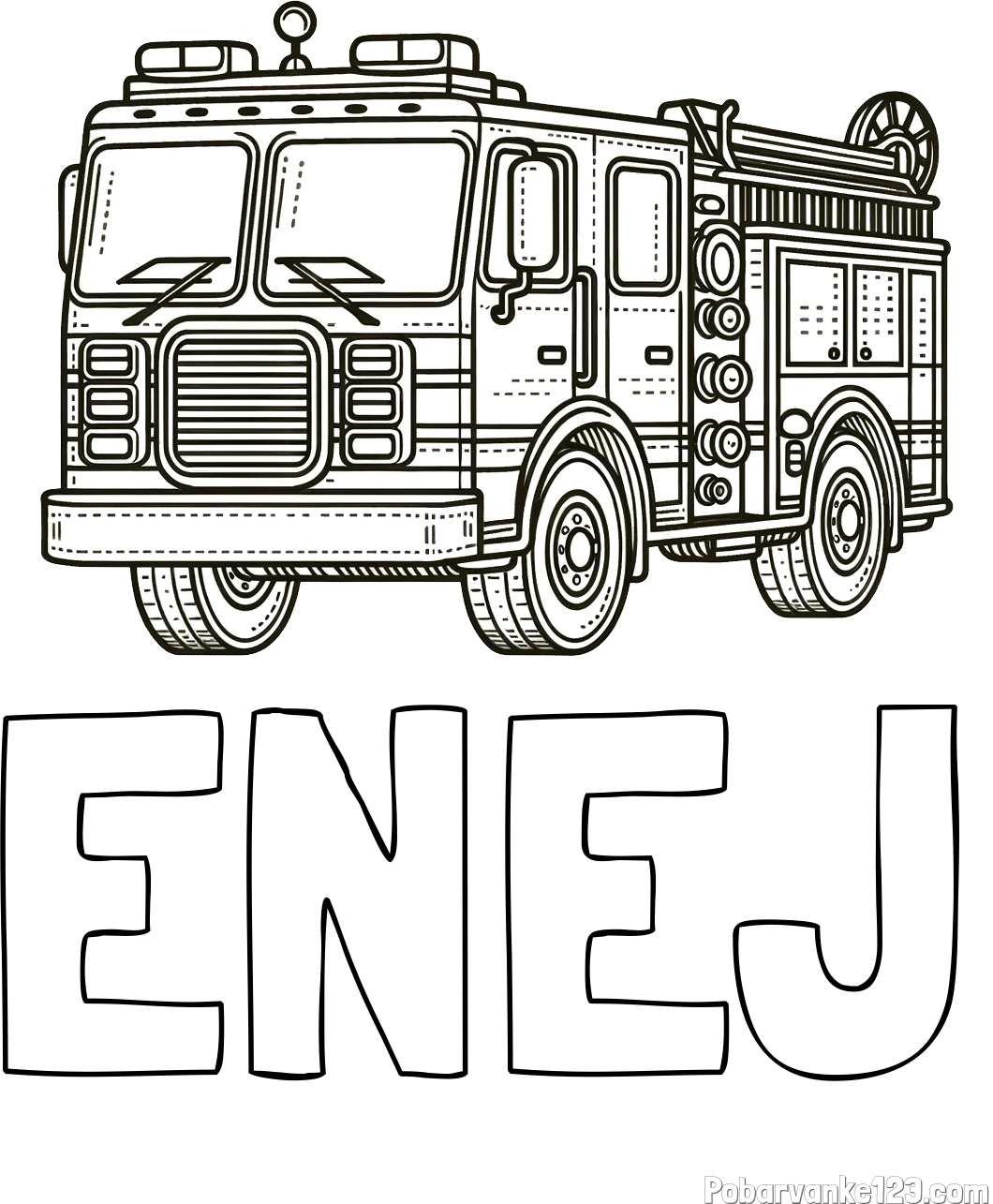 Pobarvanka imena ENEJ in pobarvanka gasilskega avta