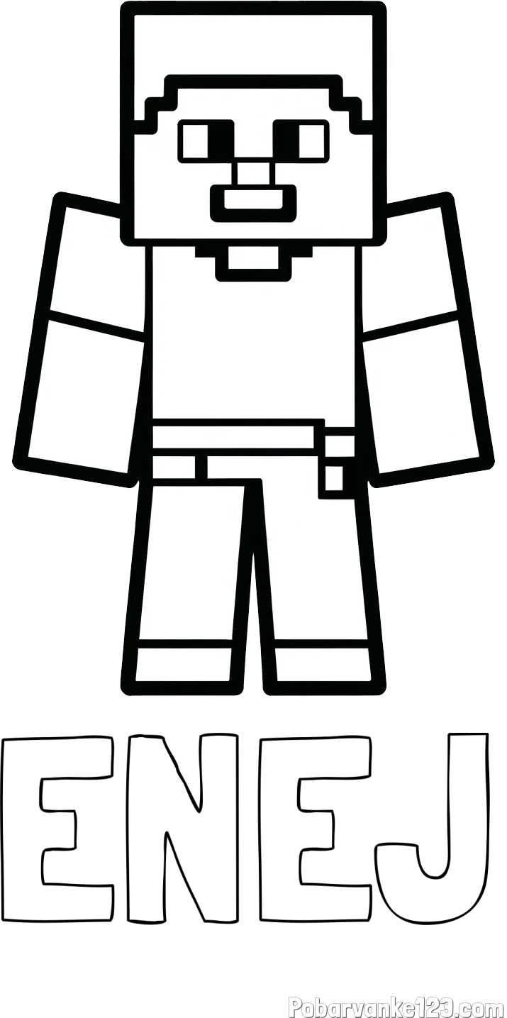 Pobarvanka imena ENEJ in pobarvanka Minecraft figurice