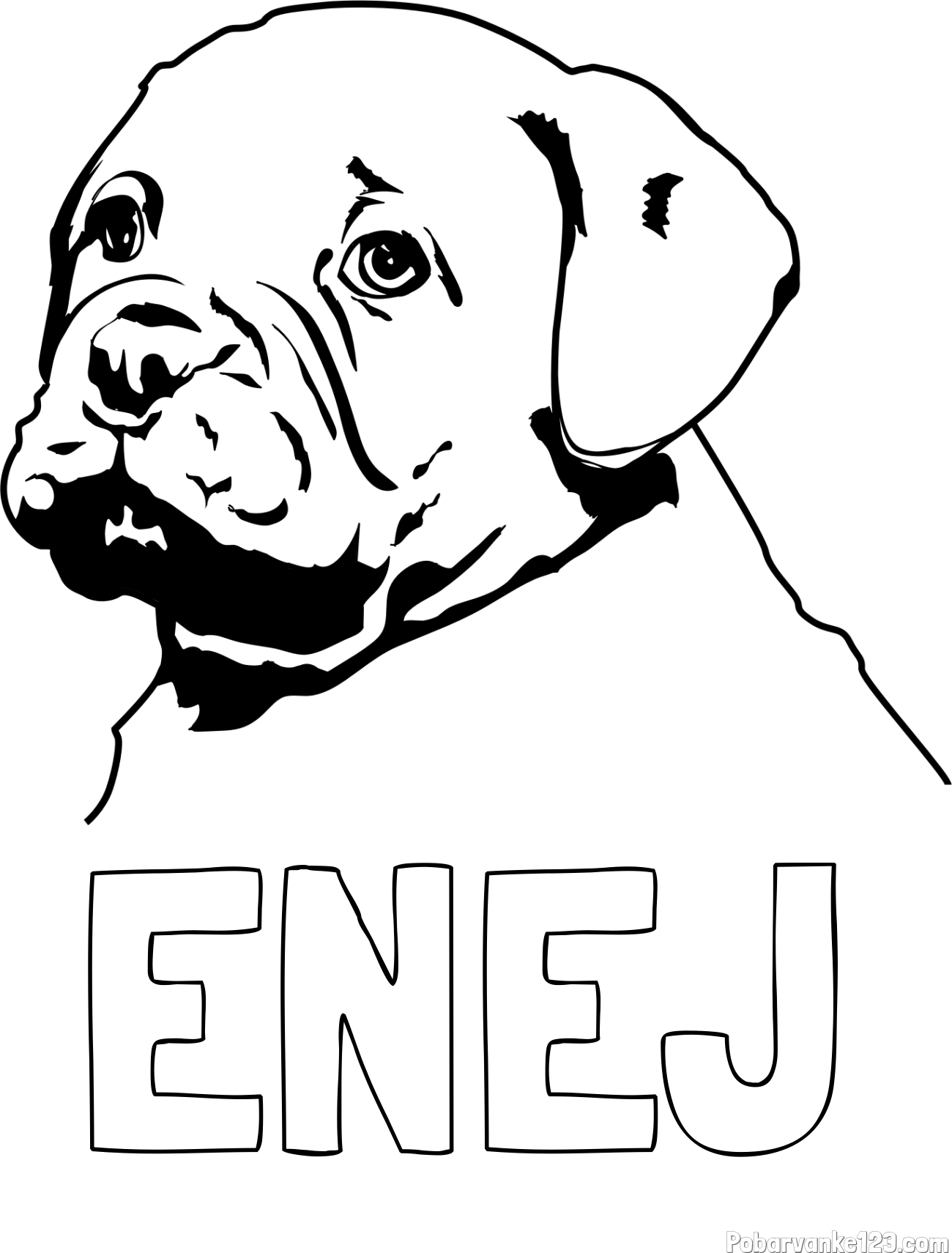 Pobarvanka imena ENEJ in pobarvanka prikupnega bulldog mladička