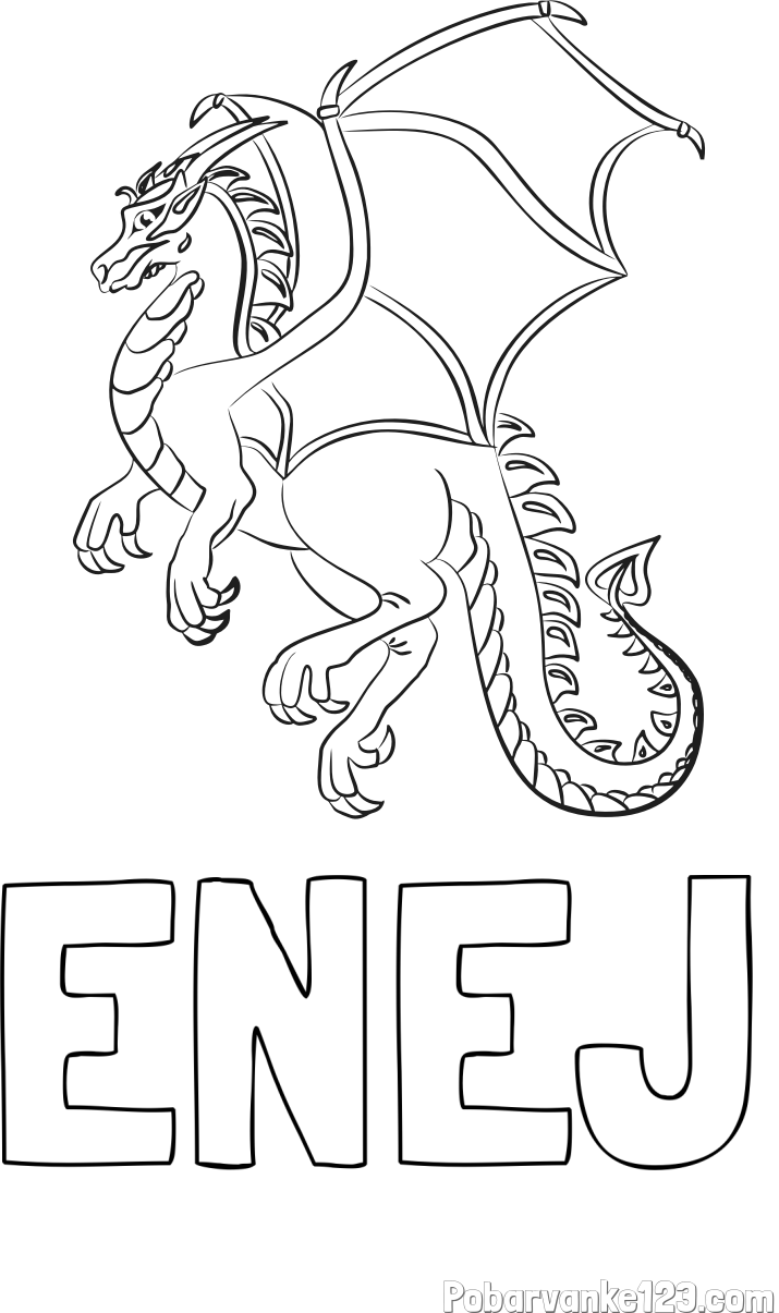 Pobarvanka imena ENEJ in pobarvanka strašnega zmaja