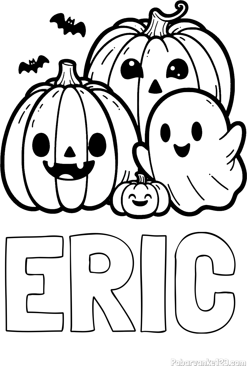 Pobarvanka imena ERIC in pobarvanka duhca in buč za noč čarovnic