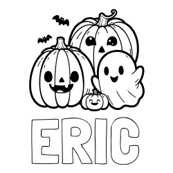 Online izdelana pobarvanka - Pobarvanka imena ERIC in pobarvanka duhca in buč za noč čarovnic