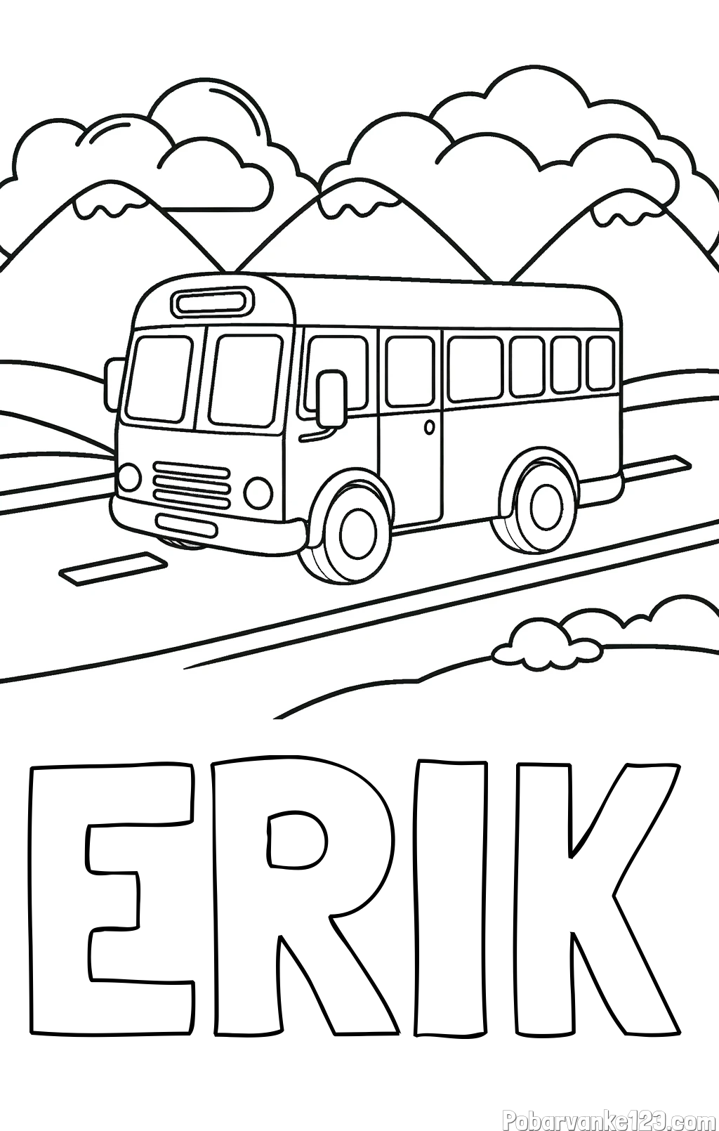 Pobarvanka imena ERIK in pobarvanka avtobusa na vožnji