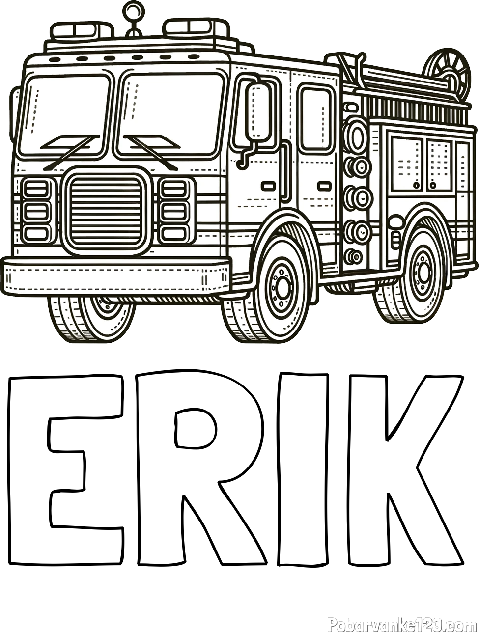 Pobarvanka imena ERIK in pobarvanka gasilskega avta