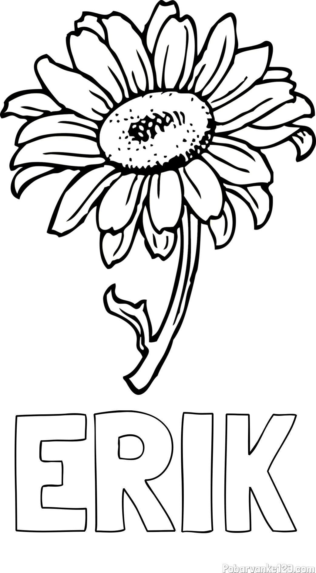 Pobarvanka imena ERIK in pobarvanka lepe sončnice