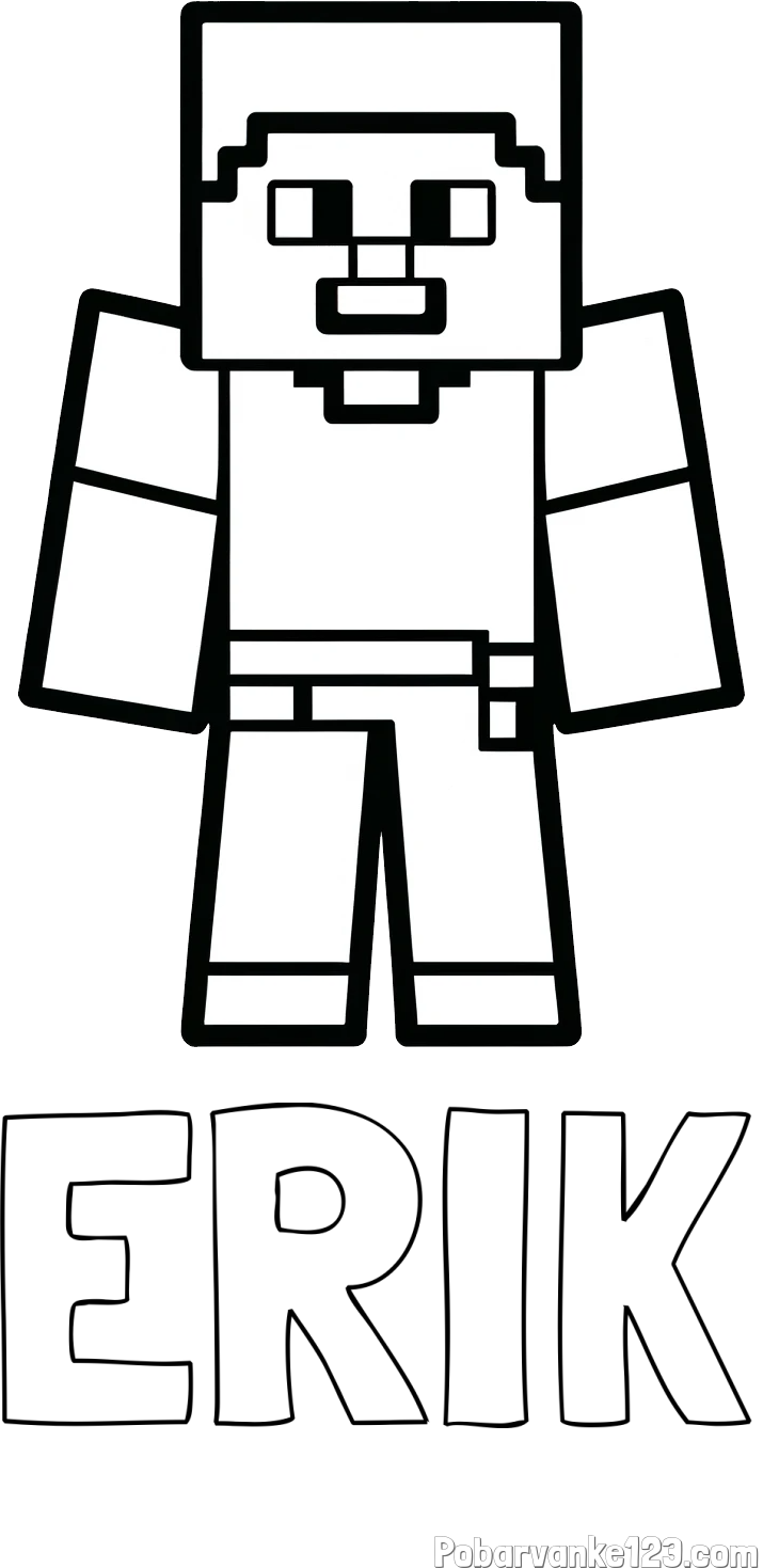 Pobarvanka imena ERIK in pobarvanka Minecraft figurice