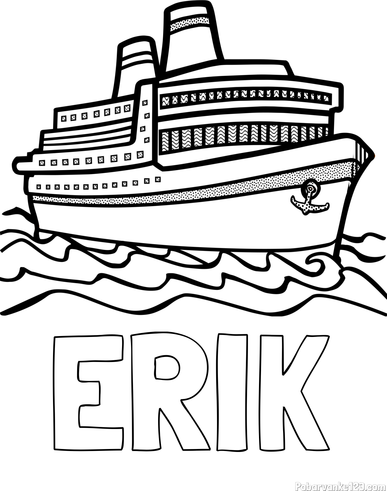Pobarvanka imena ERIK in pobarvanka velike potniške ladje