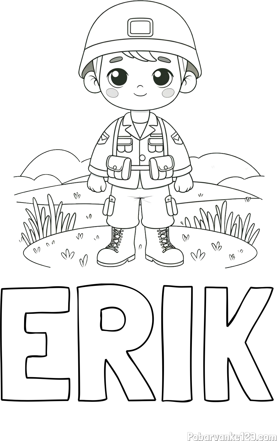 Pobarvanka imena ERIK in pobarvanka vojaka
