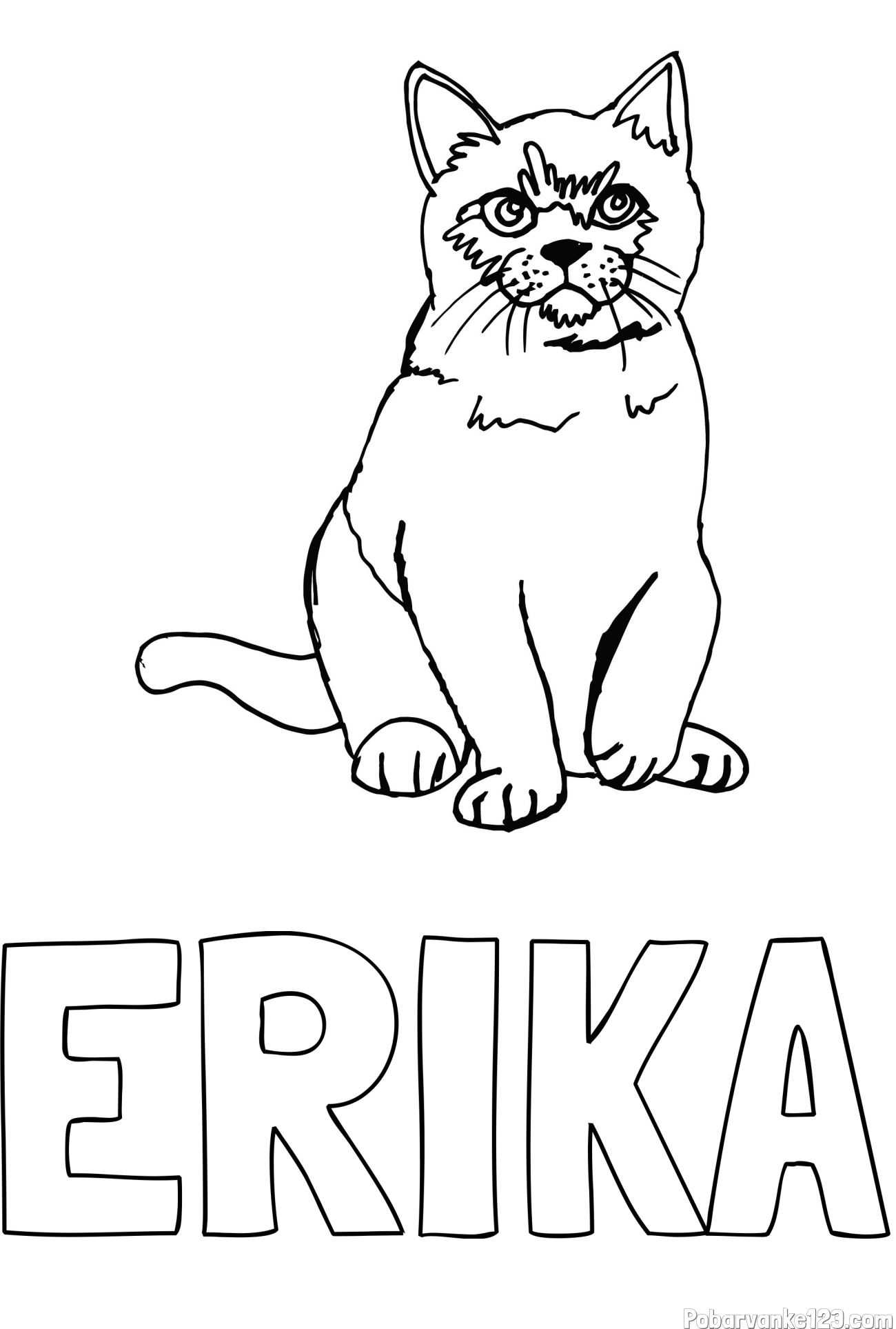 Pobarvanka imena ERIKA in pobarvanka lepe mucke